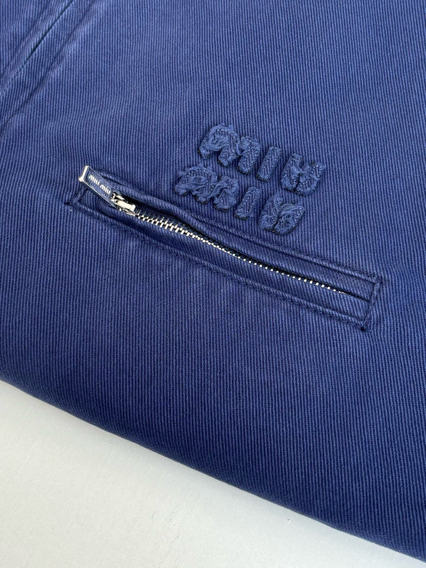 미우미우 코듀로이 칼라 개버딘 트럭커 자켓