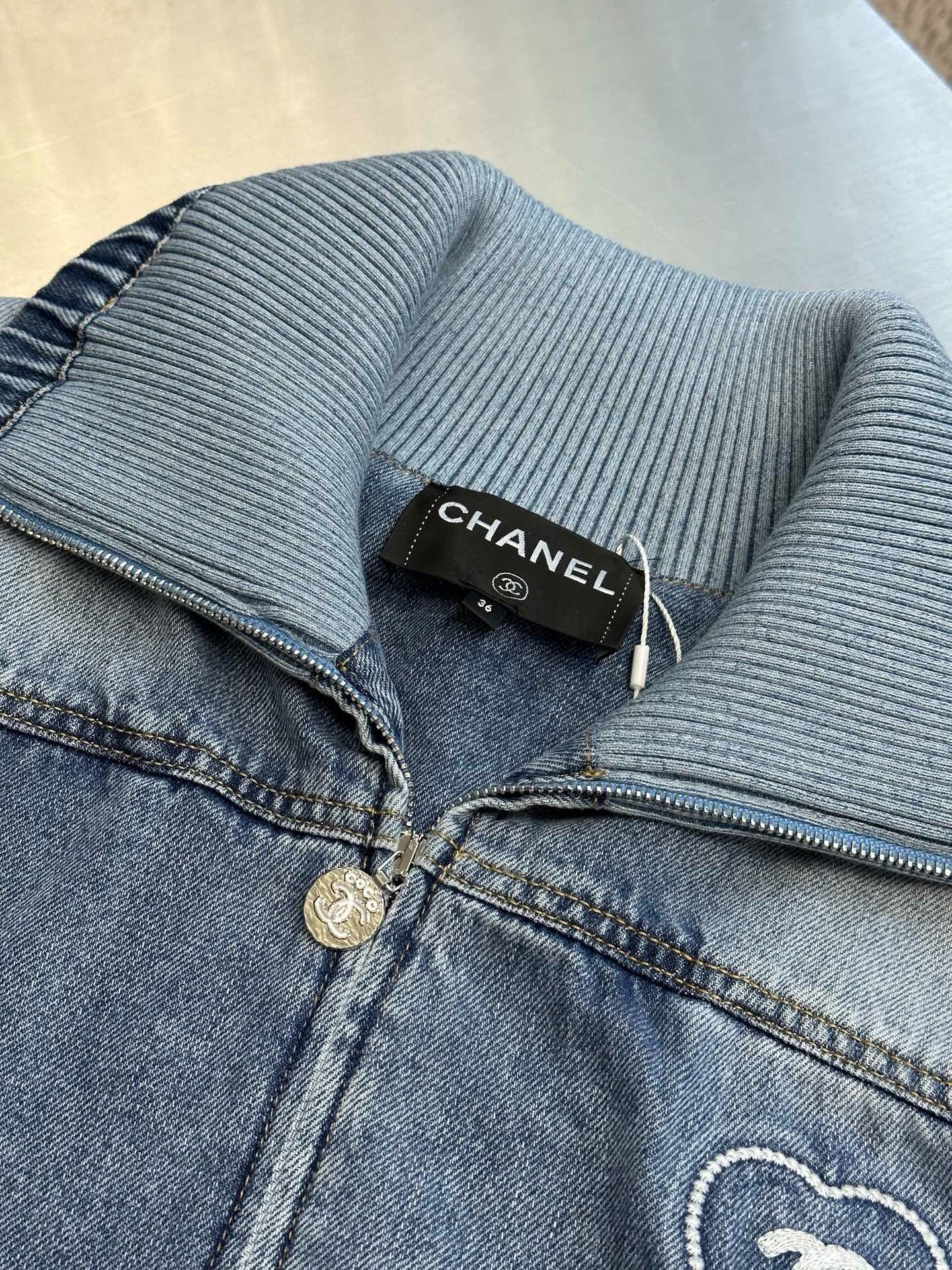 샤넬 자수 데님 블루종