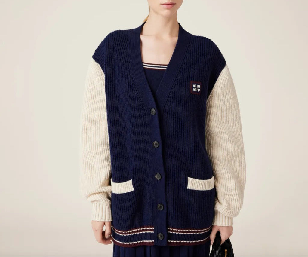미우미우 울 캐시미어 가디건